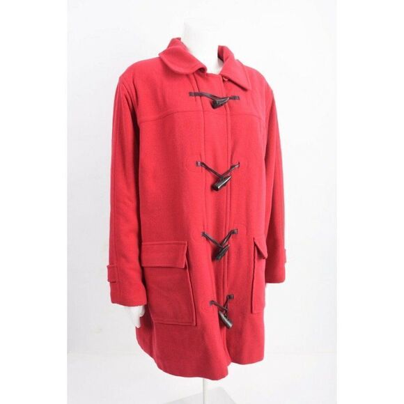 Vintage L.L. Bean Womans Red Toggle Coat Jacket Duffle Wool SLarge Petite PL - Picture 5 of 6
